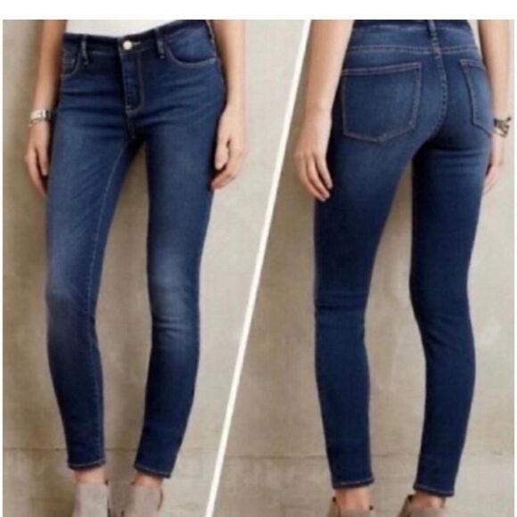 ANTHROPOLOGIE PILCRO FIT SERIF BLUE JEANS SIZE 28 - Picture 1 of 15